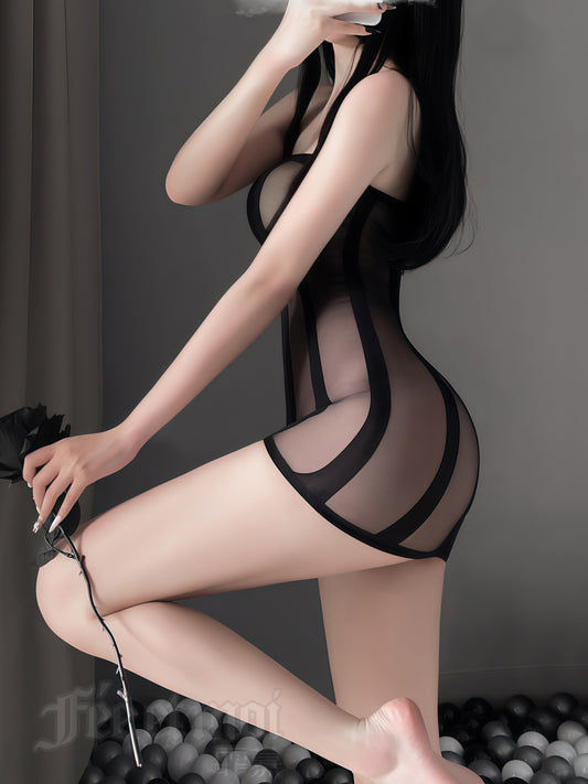 Sheer Bodycon Stocking Dress Set #7582