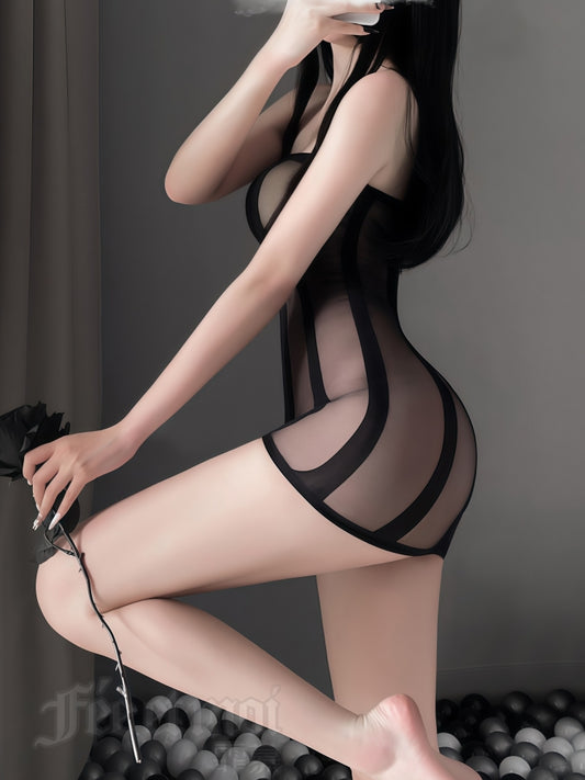 Sexy Vertical Striped Tube Top Bodycon Dress #7582