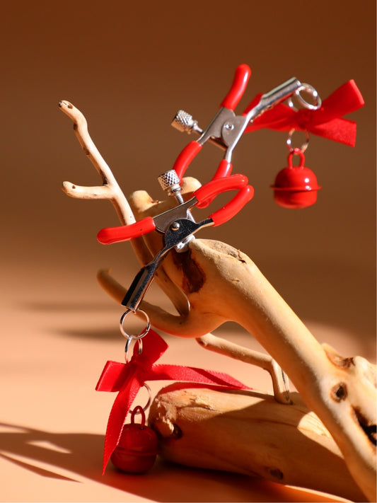 U-Shaped Willow Leaf Nipple Clamps / Red Bow