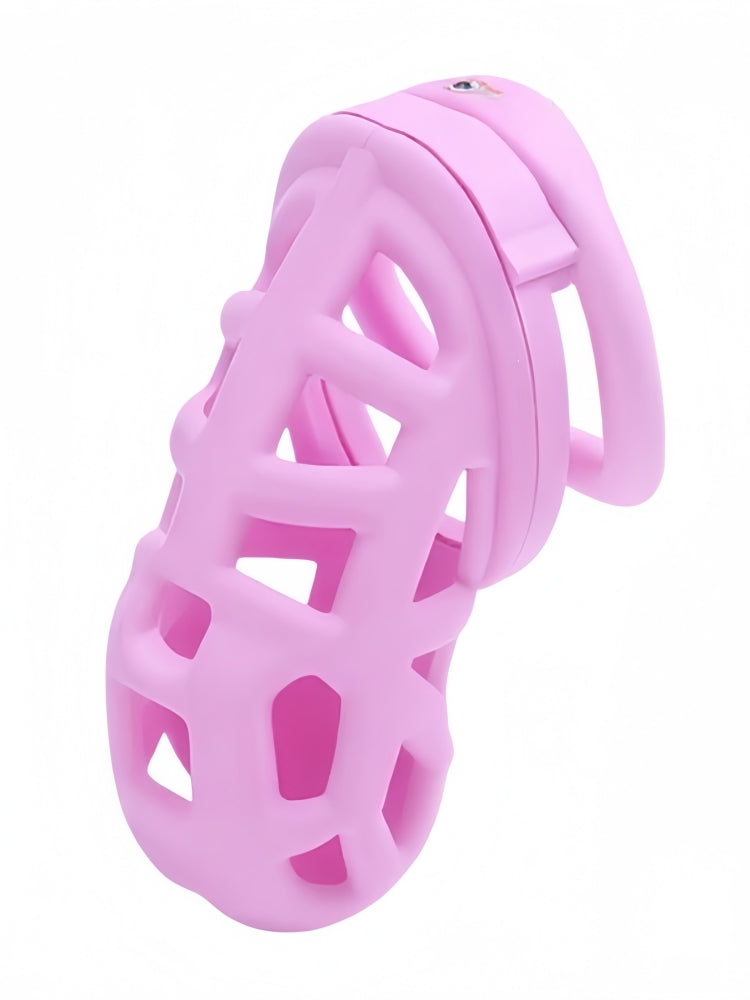 Chastity Cage with Embedded Lock Cylinder / Pink
