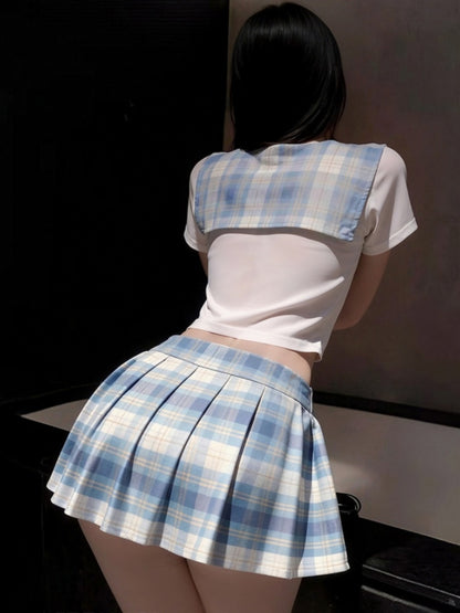 Kawaii Cute Cosplay Wear JK Plaid Uniform #7039 / Blue