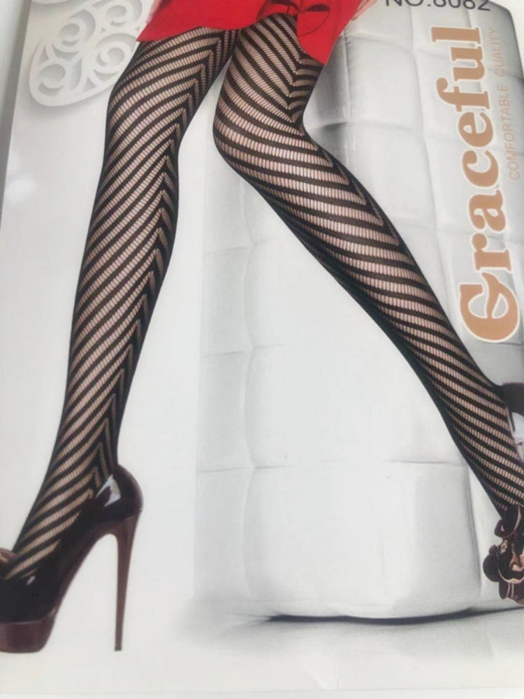 INS Style Geometric Chevron Motif Fishnet Pantyhose #05144