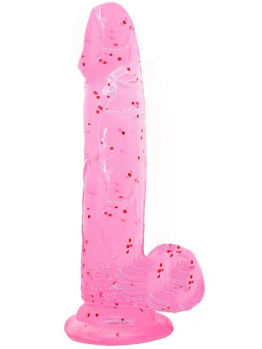 Transparent Glitter Crystal Dildo - Pink
