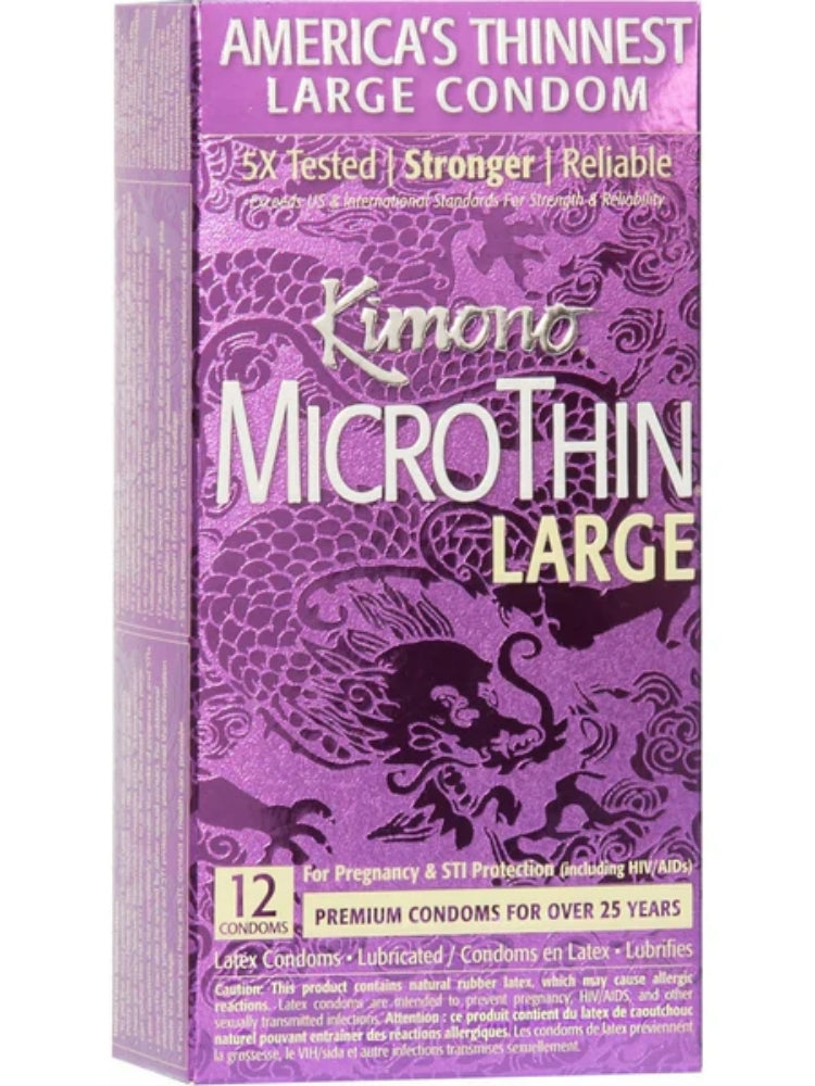 Kimono Large Micro Thin Condoms - 12 Pack
