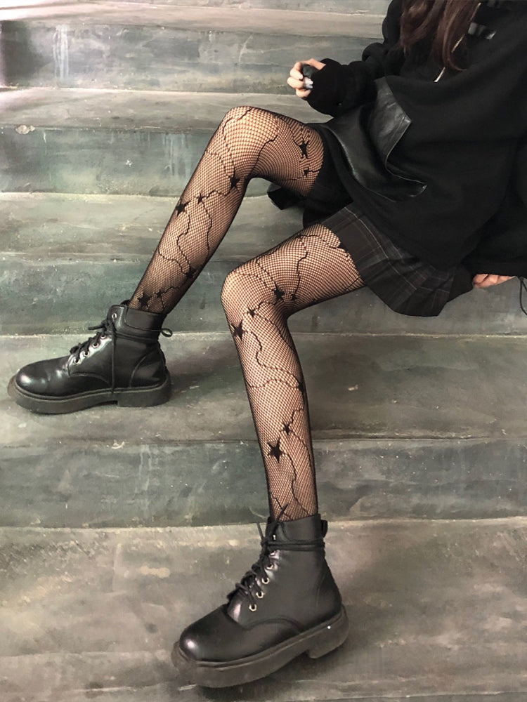 Dreamy Shooting Star Accent Fishnet Tights #05033