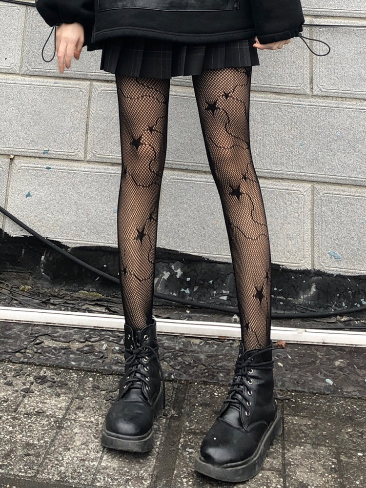 Dreamy Shooting Star Accent Fishnet Tights #05033