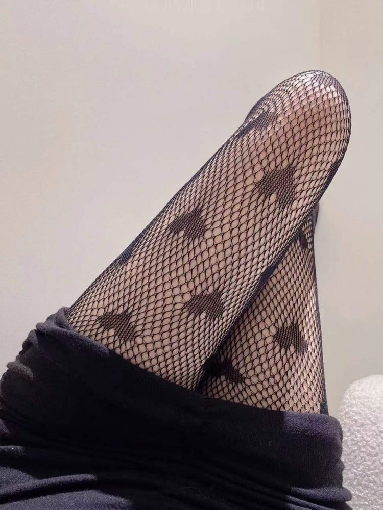INS Style Romantic Heart Motif Mesh Pantyhose #05155
