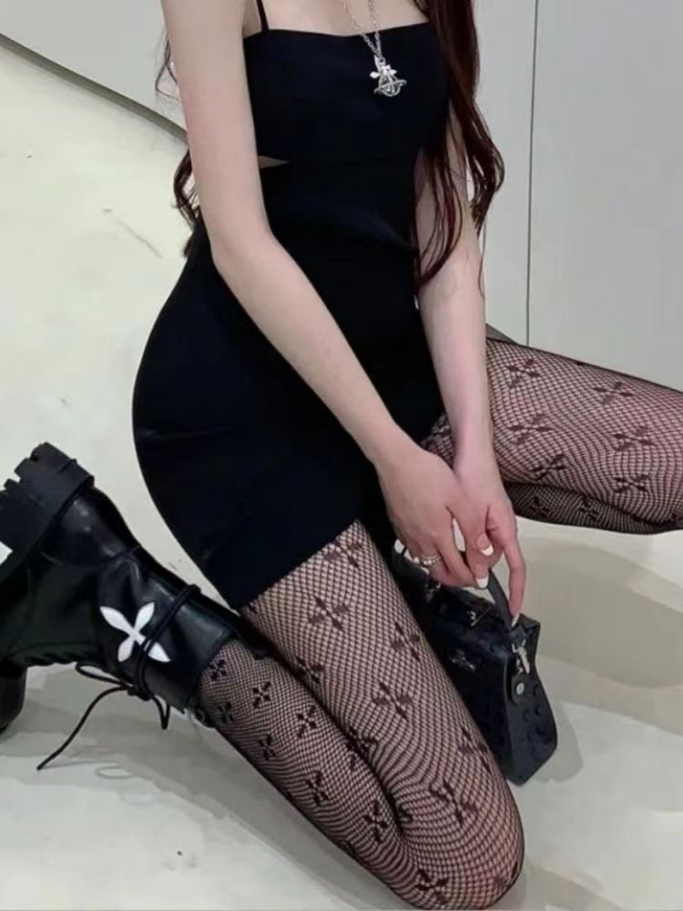 性感甜美INS风 十字花图案连裤网袜 #05066