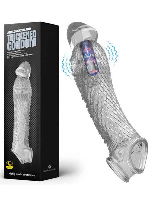 Men's Enlarger Vibrating Penis Sleeve - Clear