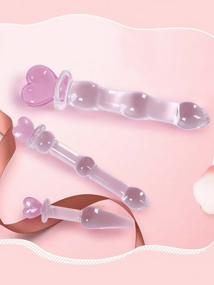 Love Wand Crystal Dildo with Anal Beads
