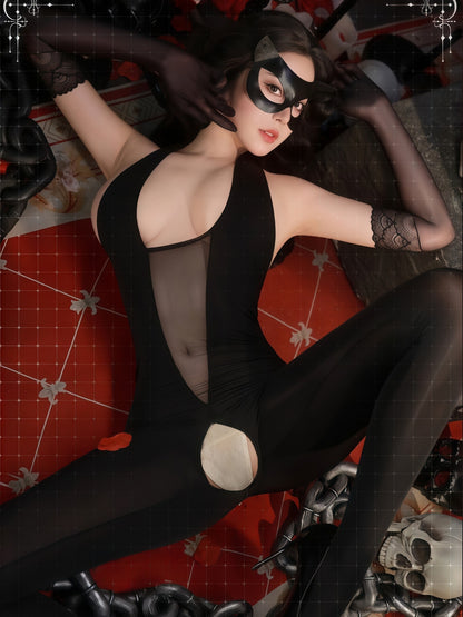午夜城堡透视镂空猫女套装 #6128