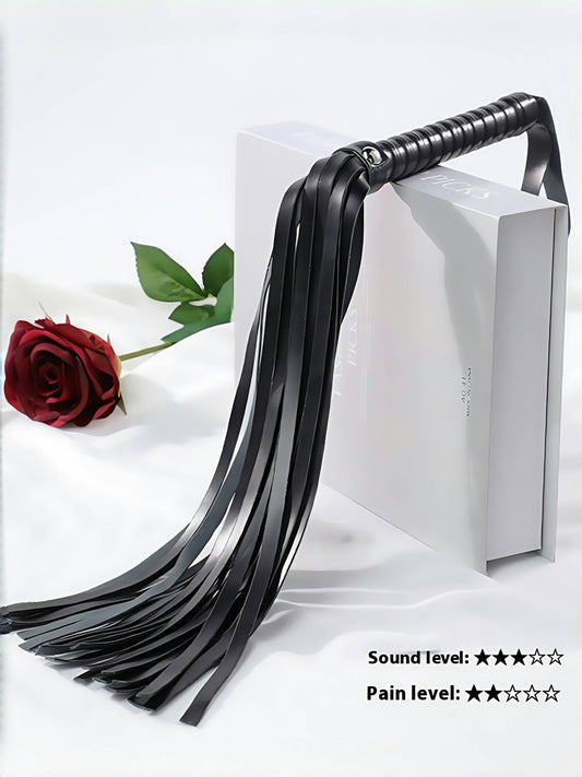 Tasseled Leather Whip  Black/Red/White