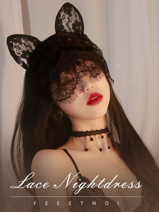 性感蕾丝面纱猫耳发箍 #7688