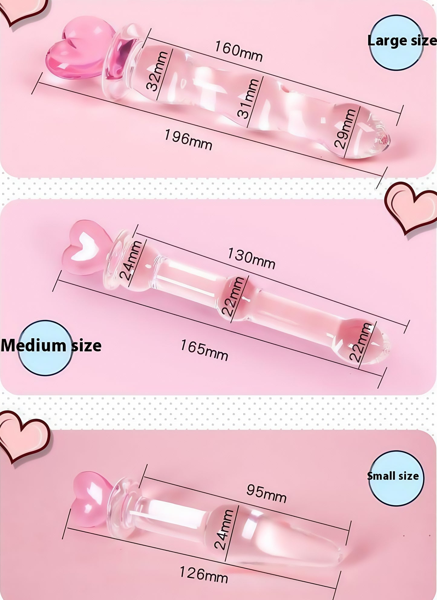 Love Wand Crystal Dildo with Anal Beads