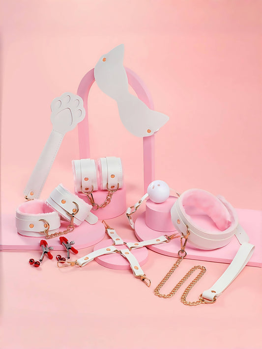 Luxury Pink & White Bondage Restraint Set