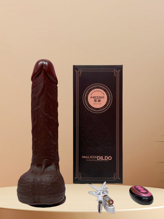 Hulls Black Remote Control Retractable Heated Dildo (Medium 8.1-Inch / Large 8.9-Inch)