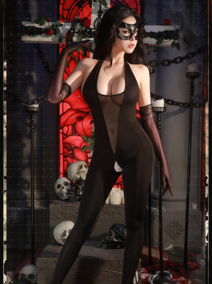 午夜城堡透视镂空猫女套装 #6128