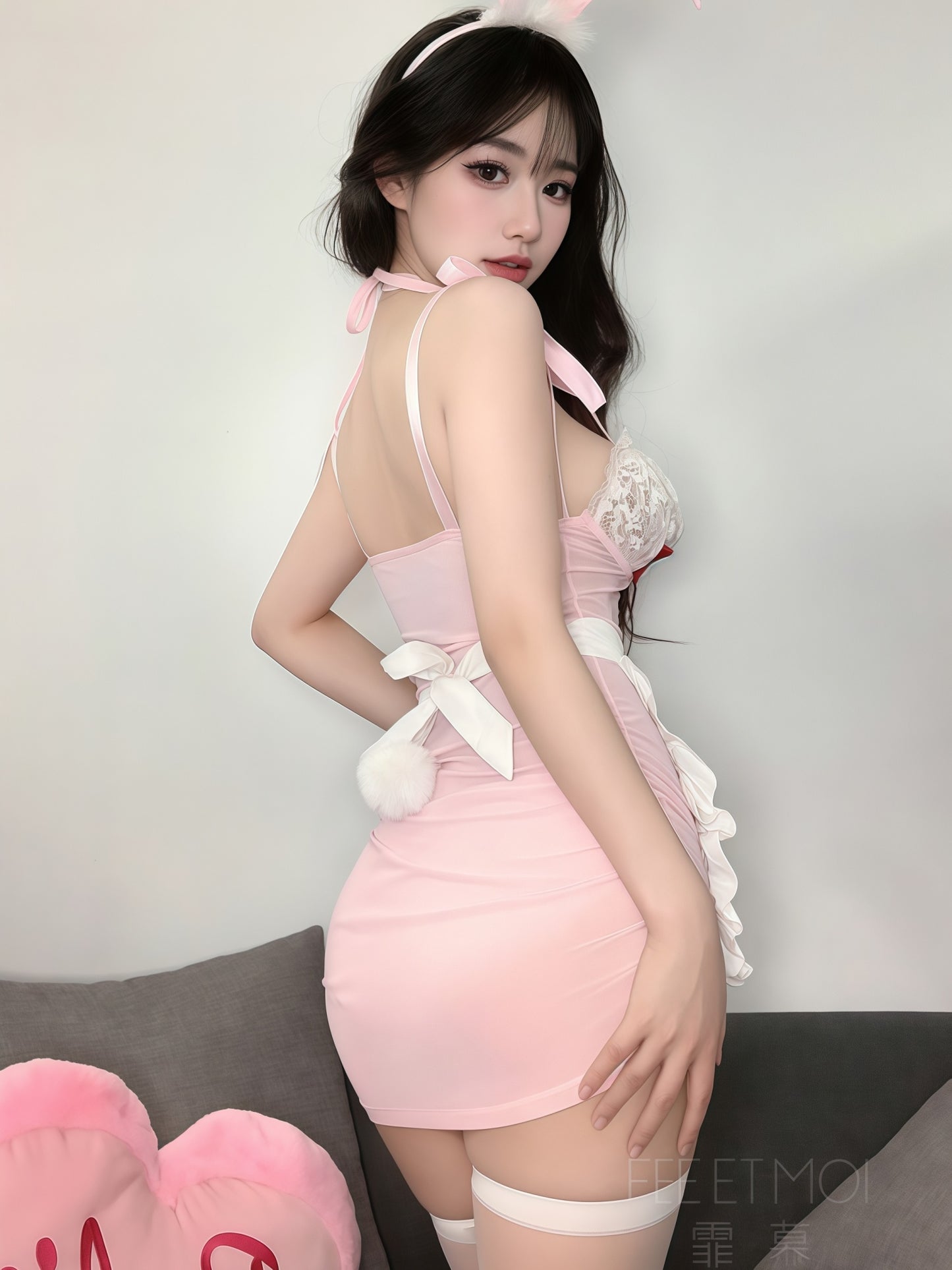 奶系甜兔女郎含钢圈透视套装 #6369