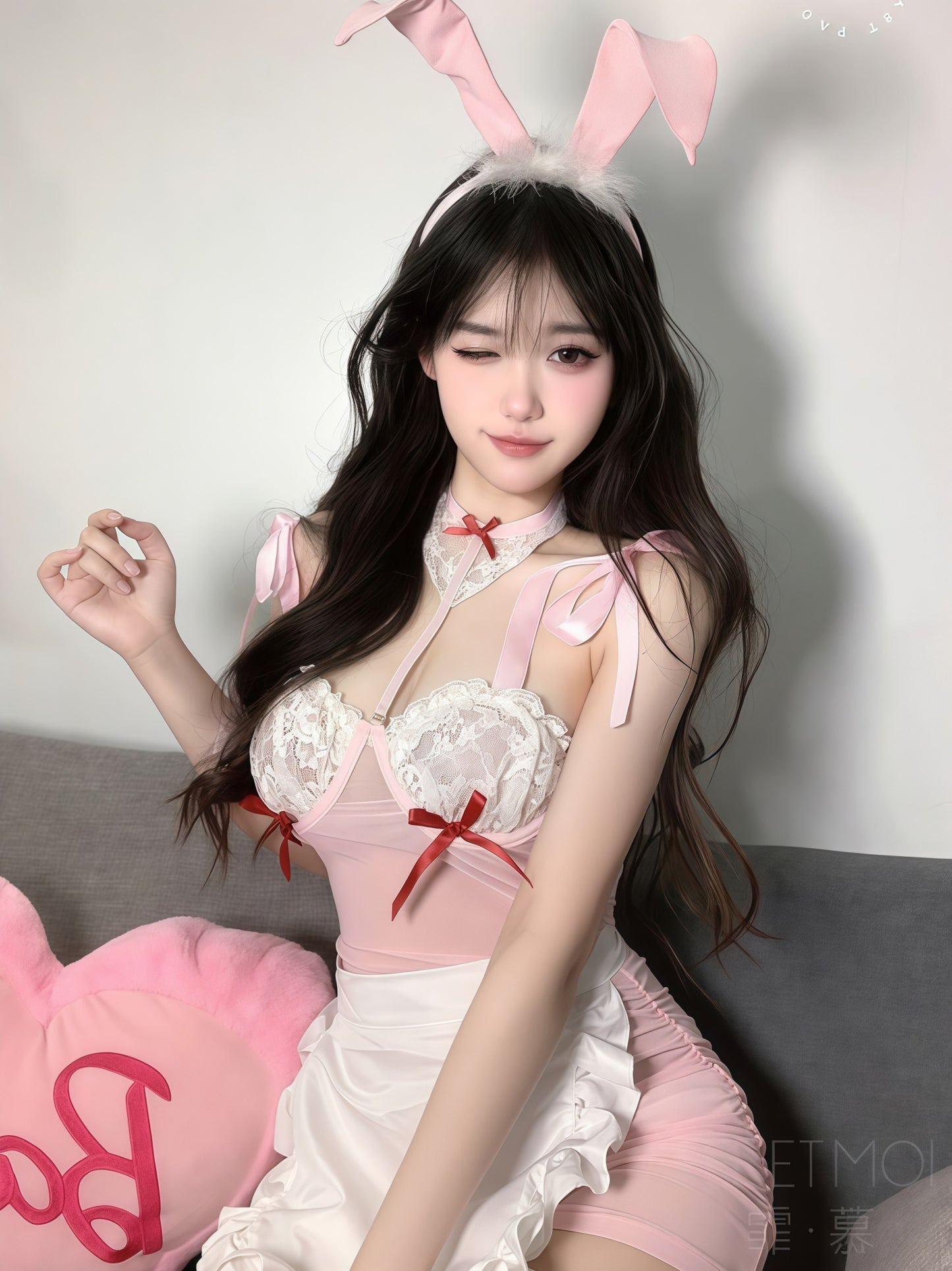 奶系甜兔女郎含钢圈透视套装 #6369