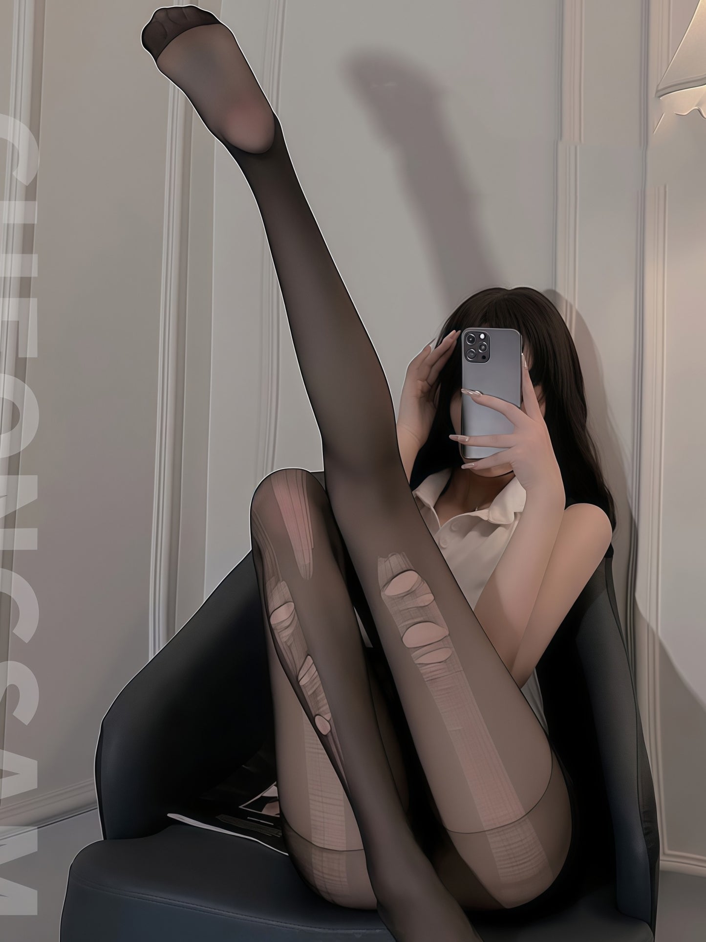 欧美薄透狂野手撕连裤袜 #7301