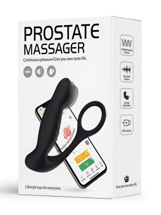 APP Control for Adult Men's Anal Prostate Massager with Dual Cock Ring