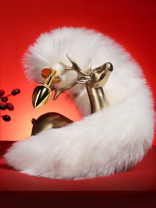 White Fox Tail Anal Plug