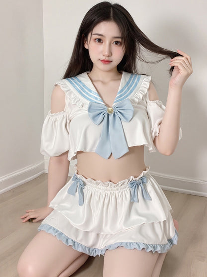 可爱挖空露肩性感纯欲惑学院风套装制服 #ZY6772