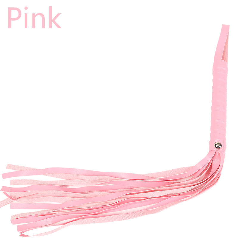 Tasseled Leather Whip  Black/Red/White