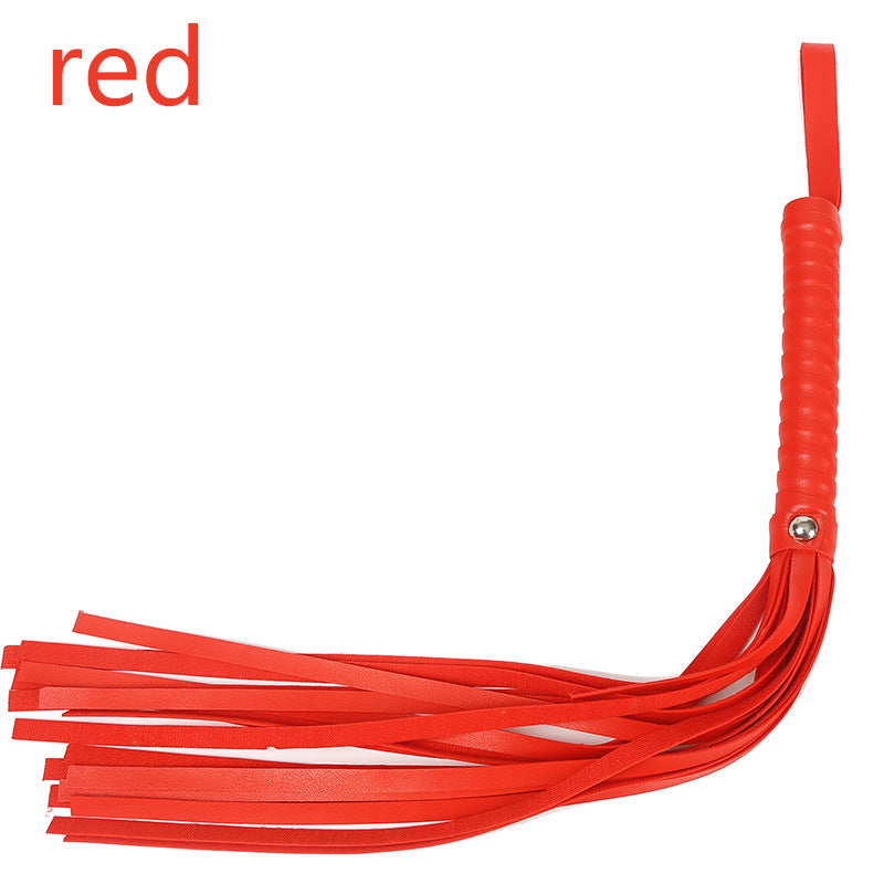 Tasseled Leather Whip  Black/Red/White