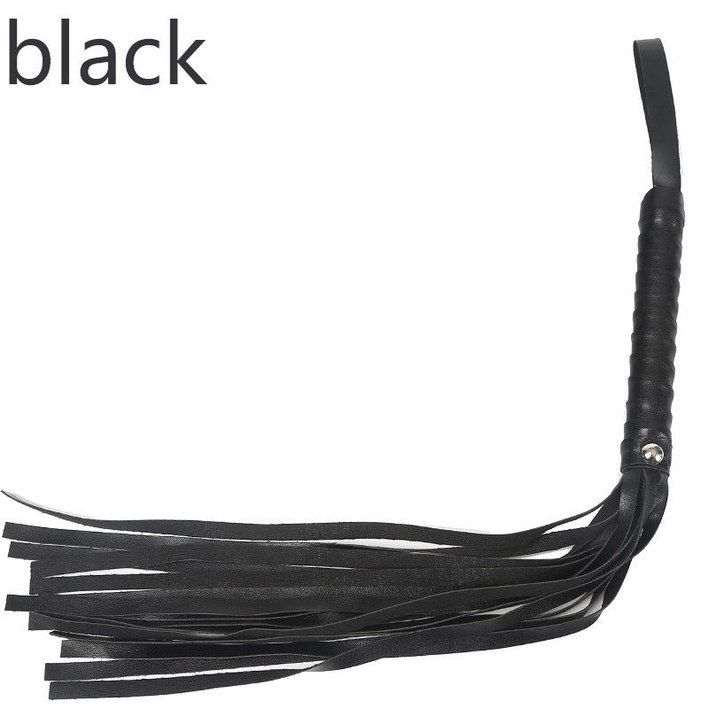 Tasseled Leather Whip  Black/Red/White