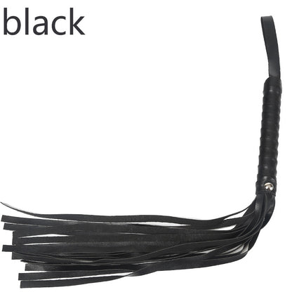 Tasseled Leather Whip  Black/Red/White