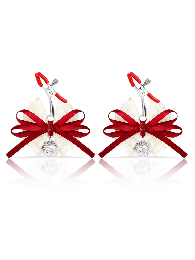Red Bowknot Lace Bell Nipple Clamps
