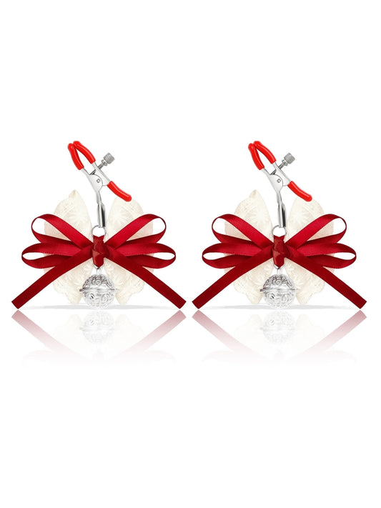 Red Bowknot Lace Bell Nipple Clamps