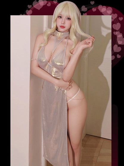 月光岛屿性感纯欲修女套装调情露臀免脱约会战袍ZY85