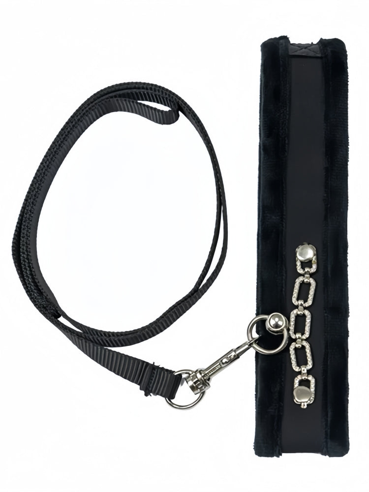 Punishment - Crystal Collar & Leash – Black