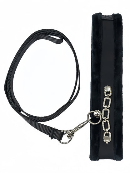 Punishment - Crystal Collar & Leash – Black