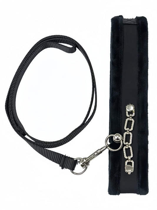 Punishment - Crystal Collar & Leash – Black