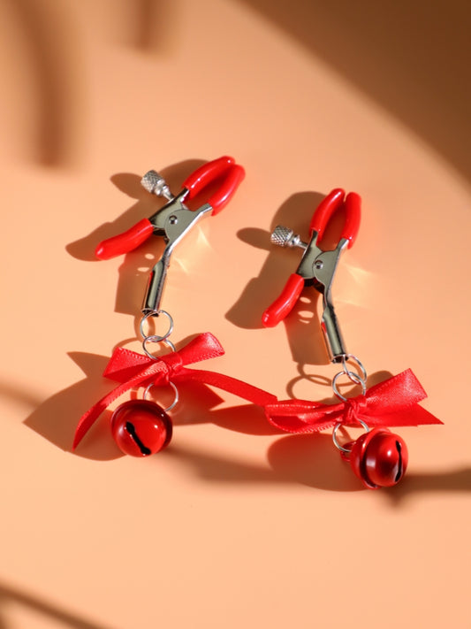 U-Shaped Willow Leaf Nipple Clamps / Red Bow