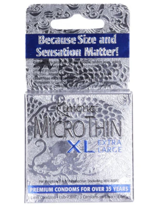 Kimono – MicroThin XL – Extra Large Condoms – 3 Pack