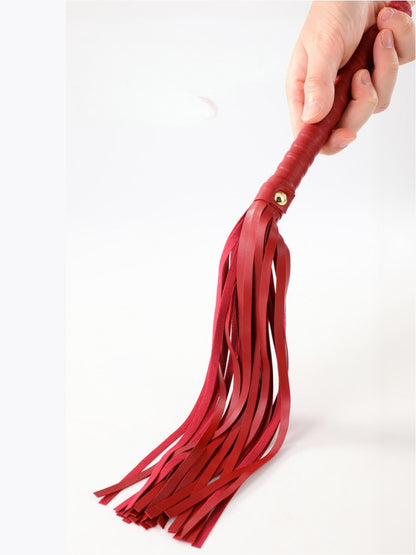 Tasseled Leather Whip  Black/Red/White