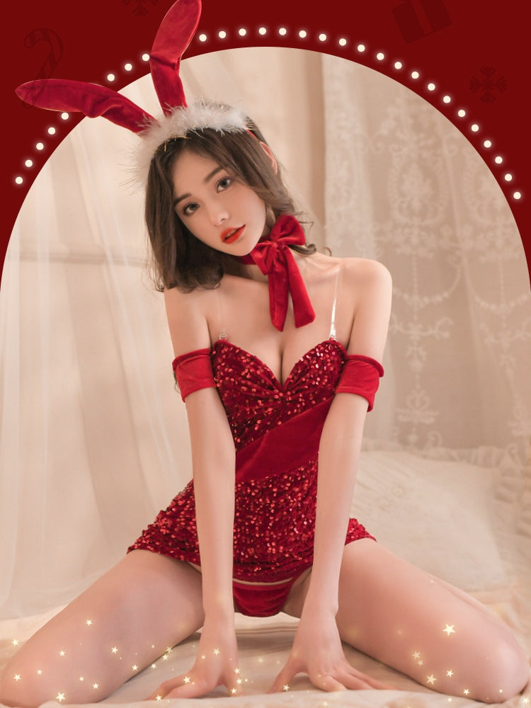 Sequin Velvet Bunny Girl Costume #6751
