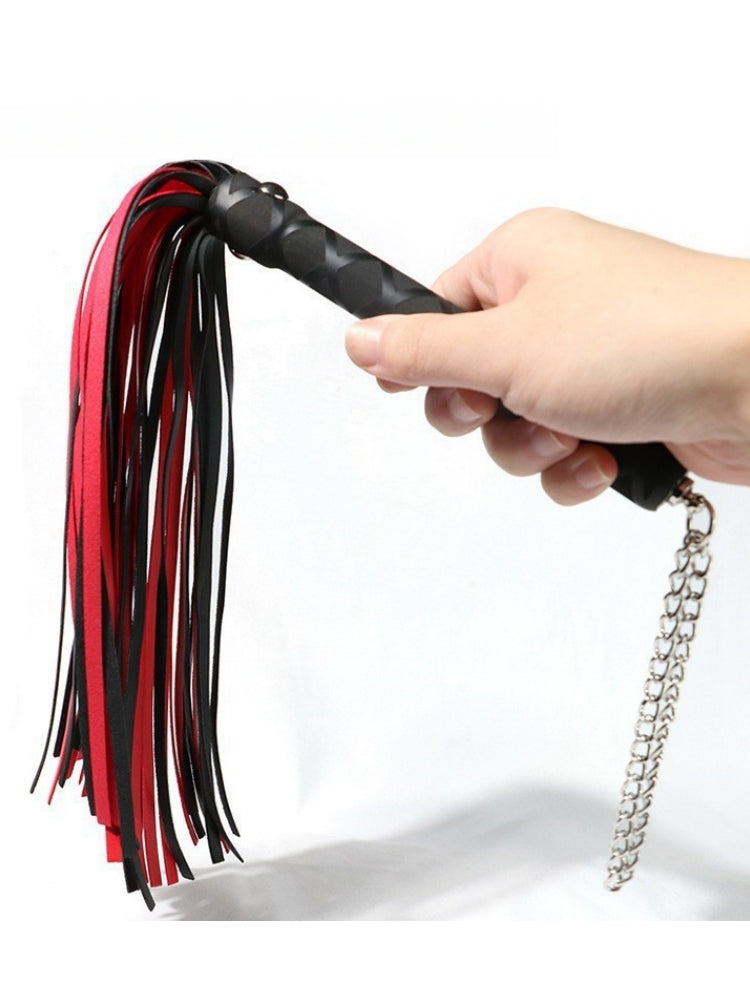 Leather Tassel Whip / Black & Red