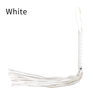 Tasseled Leather Whip  Black/Red/White