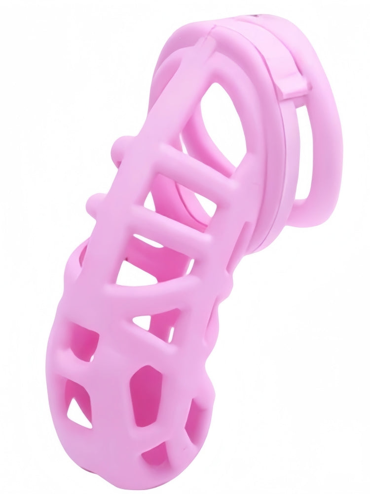Chastity Cage with Embedded Lock Cylinder / Pink