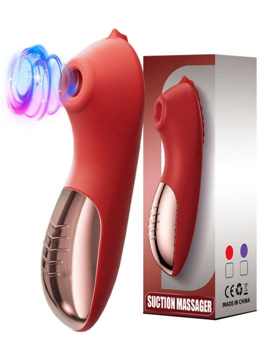 Seahorse Sucking & Vibrating Wand Massager - Red / Purple