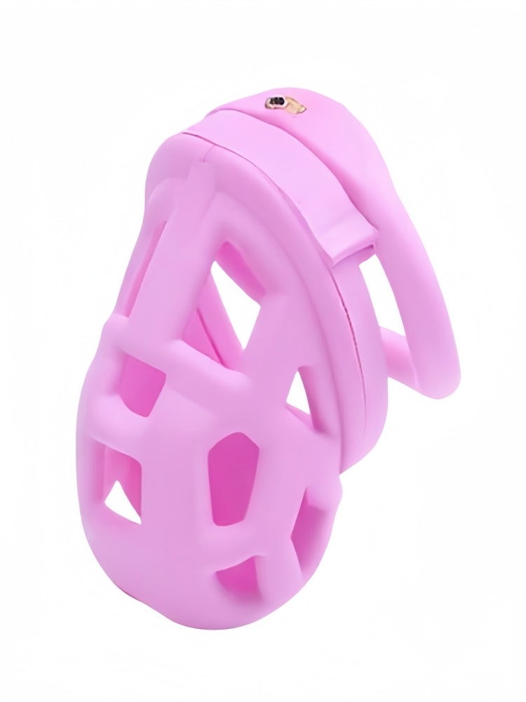 Chastity Cage with Embedded Lock Cylinder / Pink