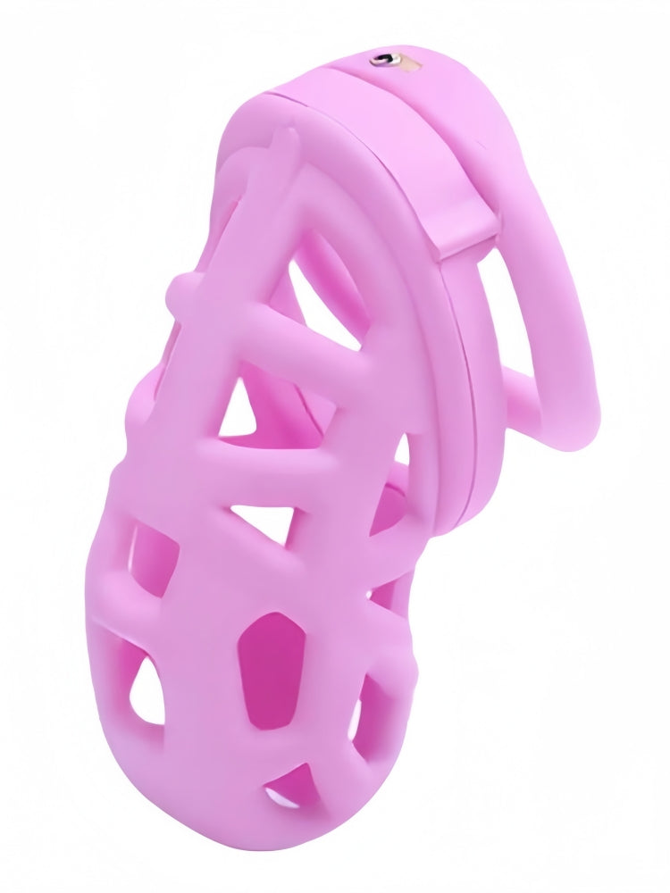 Chastity Cage with Embedded Lock Cylinder / Pink