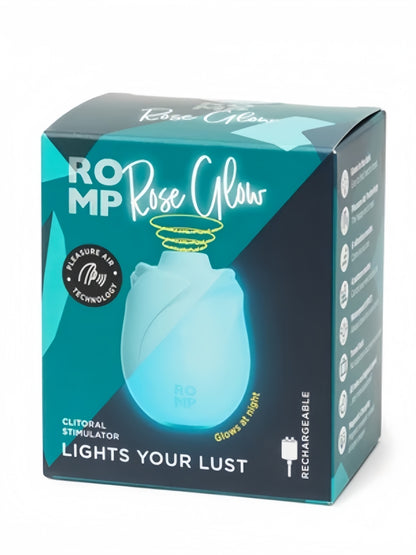 ROMP® - Rose Glow Clitoral Stimulator Glow In The Dark - Blue