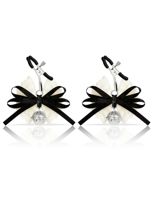 Black Bowknot Lace Bell Nipple Clamps
