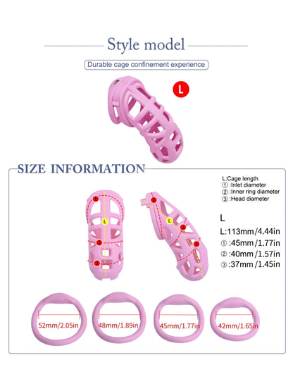 Chastity Cage with Embedded Lock Cylinder / Pink